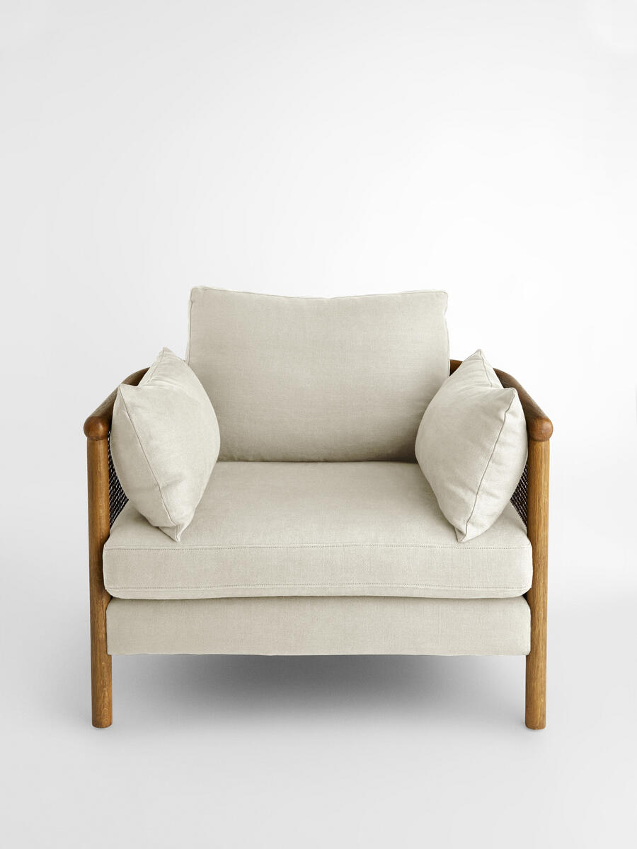 Sydney Cane Armchair - Washed Linen Flax - Images - Image 4