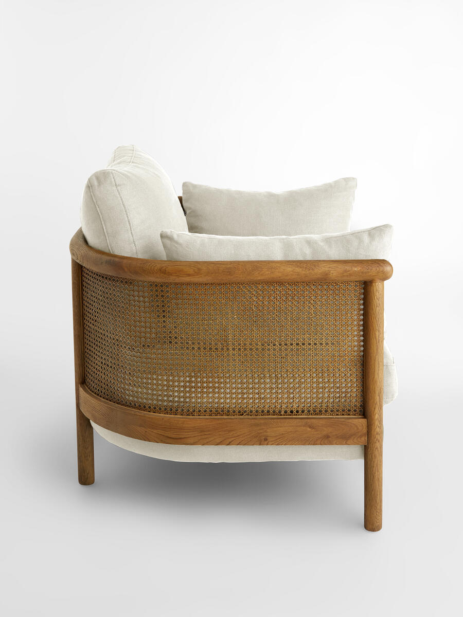 Sydney Cane Armchair - Washed Linen Flax - Images - Image 8