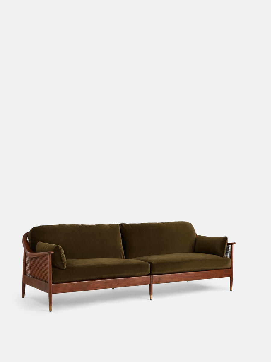 Atlanta Four Seater Sofa - Velvet - Olive - Listing - Image 1