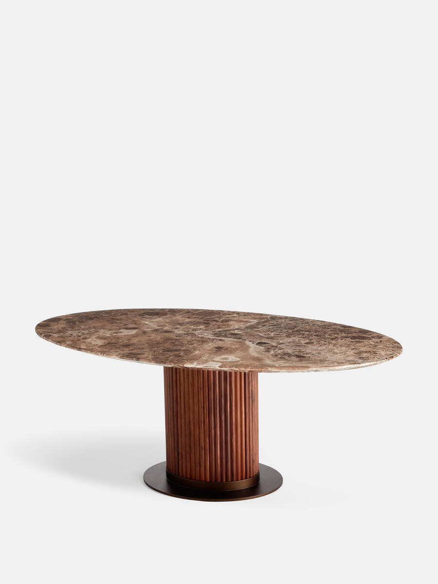 Murcell Oval Dining Table - Dark Emperador Marble - Listing - Image 1