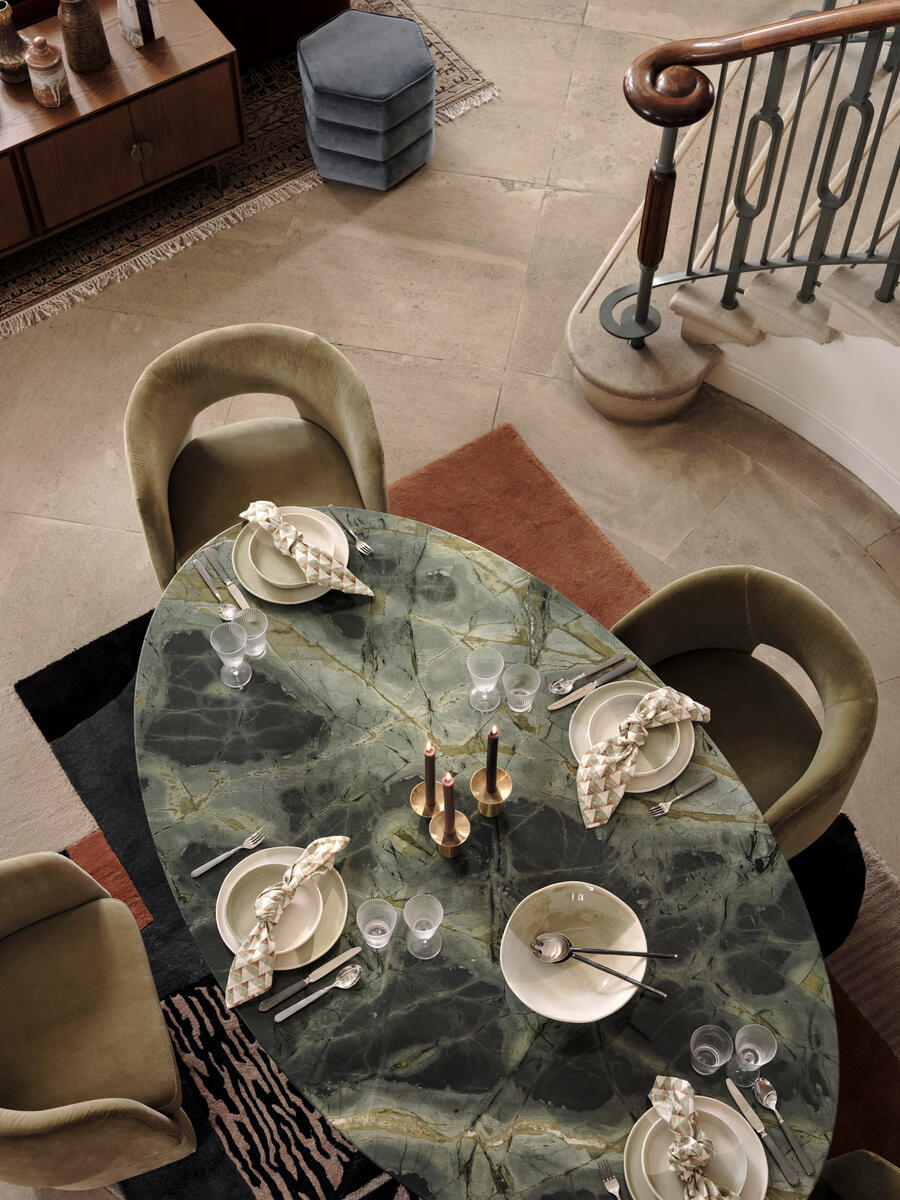 Murcell Oval Dining Table - Brazilian Green Marble - Lifestyle - Image 3