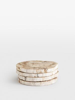 Balfern Petrified Wood Coasters - White - Set of Four - Listing Image