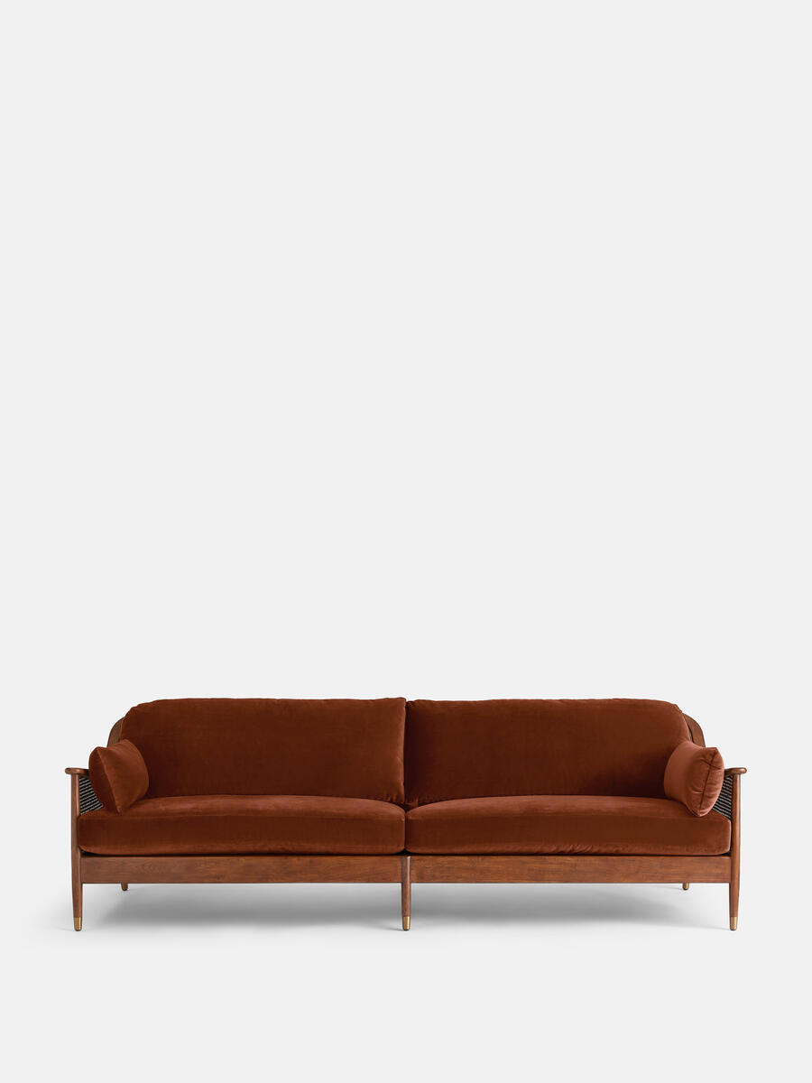 Atlanta Four Seater Sofa - Velvet - Rust - Listing - Image 2