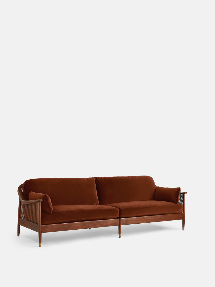 Atlanta Four Seater Sofa - Velvet - Rust - Listing - Image 1