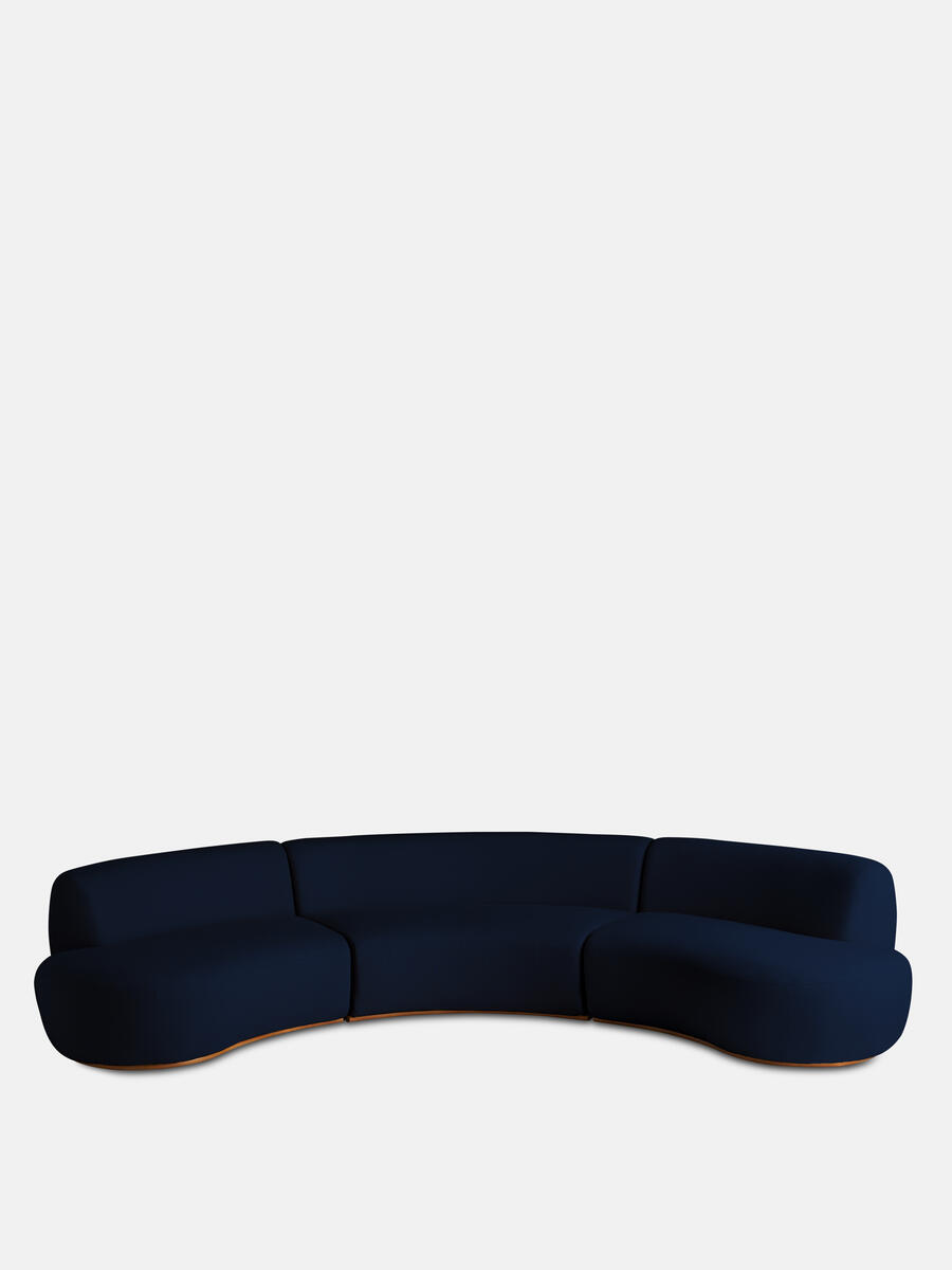 Aline Serpentine Modular Sofa - Four Seater - Dark Navy Linen - Listing - Image 1