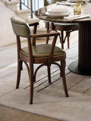 Hamilton Dining Chair - Ash & Leather - Green - Hover Image