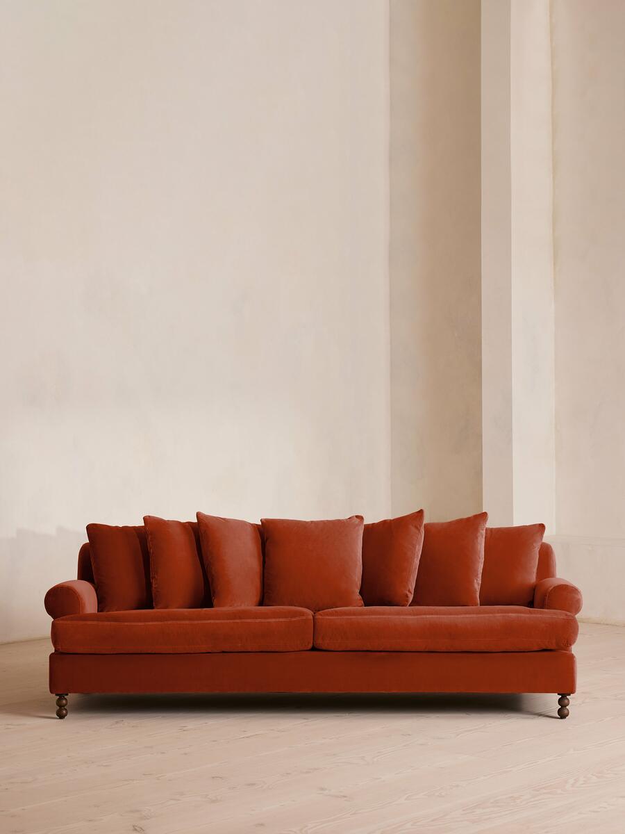 Audrey Four Seater Sofa - Velvet - Rust - Listing - Image 2
