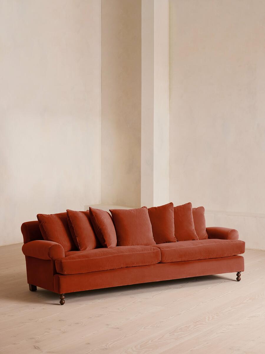 Audrey Four Seater Sofa - Velvet - Rust - Listing - Image 1