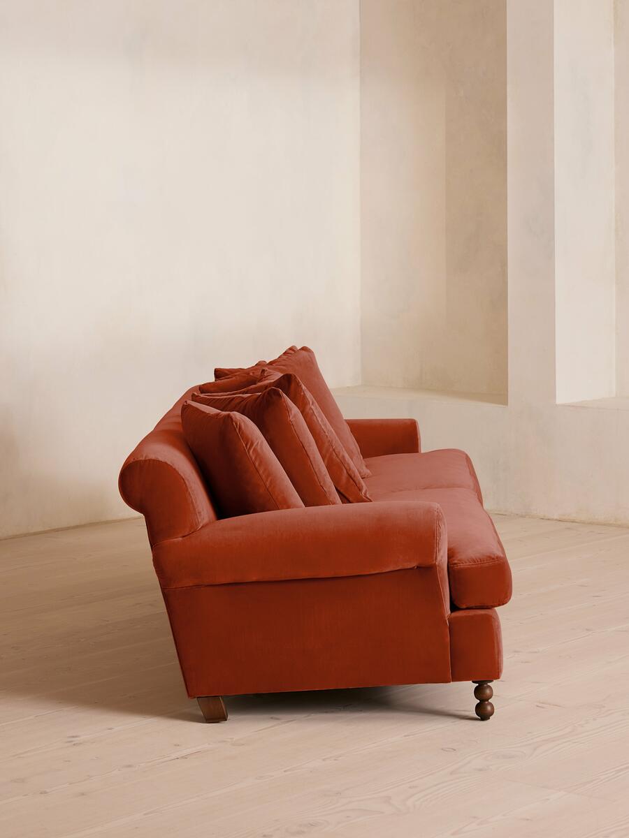 Audrey Four Seater Sofa - Velvet - Rust - Images - Image 3