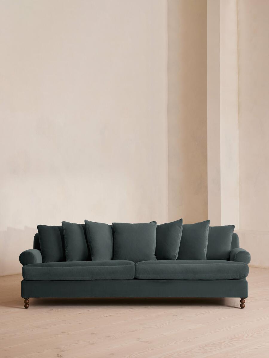 Audrey Four Seater Sofa - Velvet - Grey Blue - Listing - Image 2