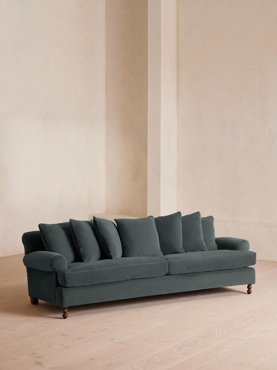Audrey Four Seater Sofa - Velvet - Grey Blue - Listing - Image 1