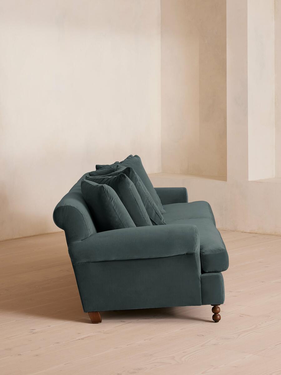 Audrey Four Seater Sofa - Velvet - Grey Blue - Images - Image 3
