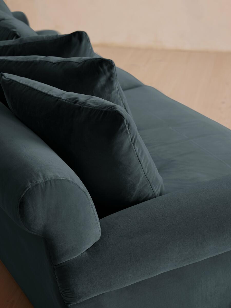 Audrey Four Seater Sofa - Velvet - Grey Blue - Images - Image 5