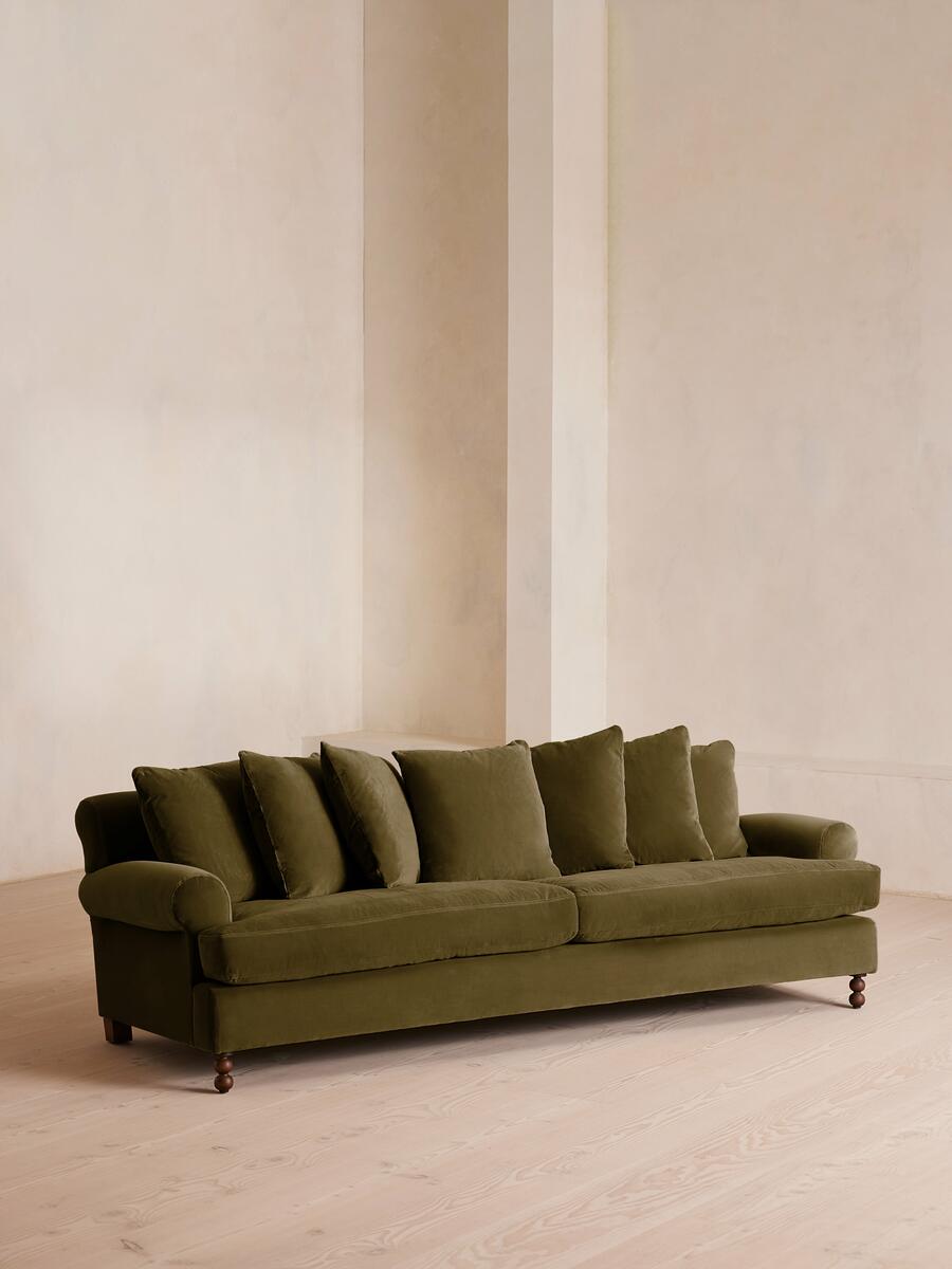 Audrey Four Seater Sofa - Velvet - Olive - Listing - Image 1