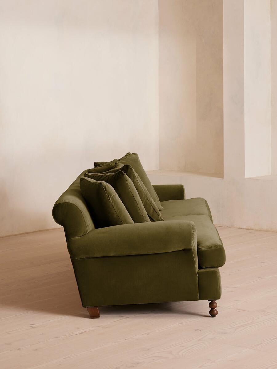 Audrey Four Seater Sofa - Velvet - Olive - Images - Image 3