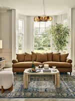 Audrey Four Seater Sofa - Linen - Ochre - Lifestyle - Thumbnail 1