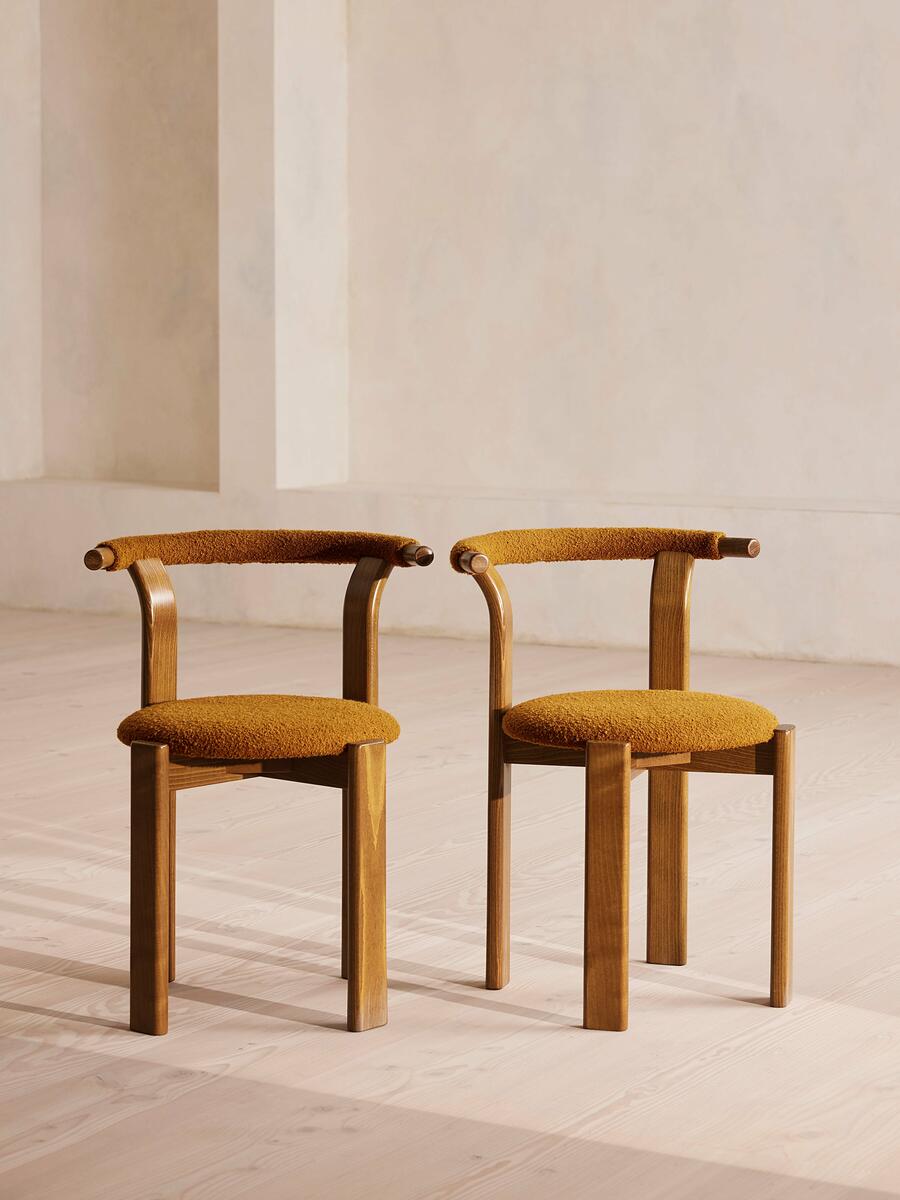 Pair of Zita Dining Chairs - Boucle - Mustard  - Listing - Image 1