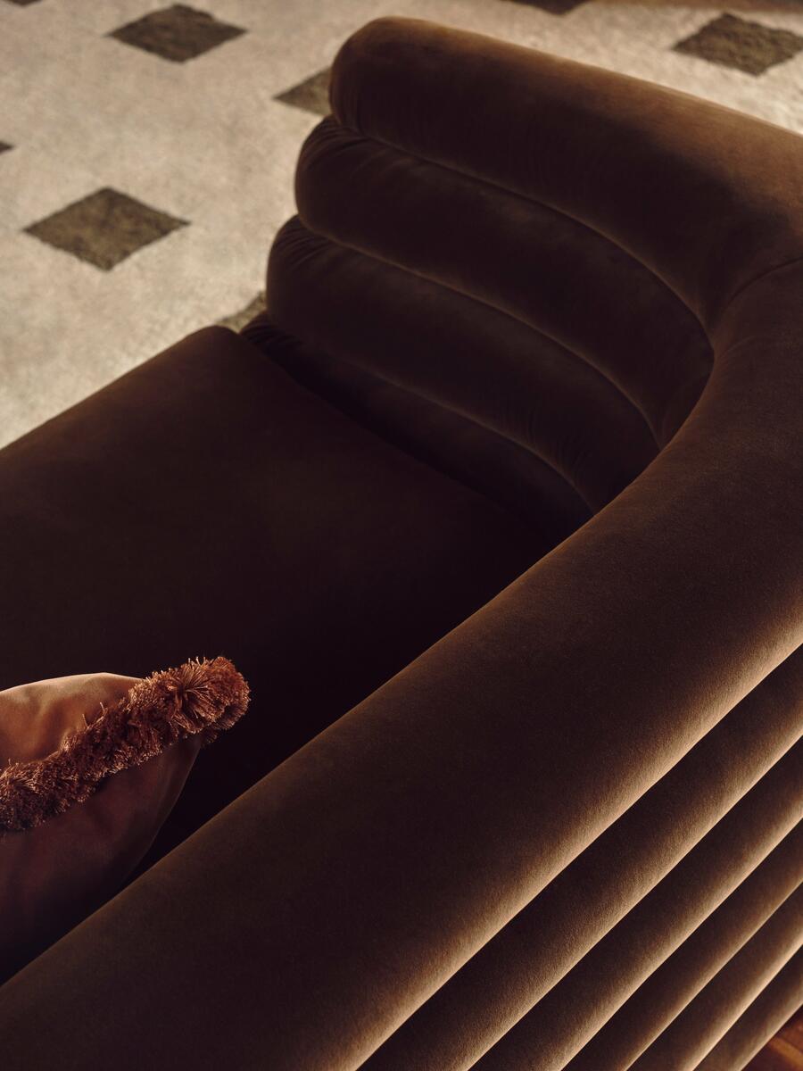 Laura Three Seater Sofa - Velvet - Chocolate - Lifestyle - Image 2