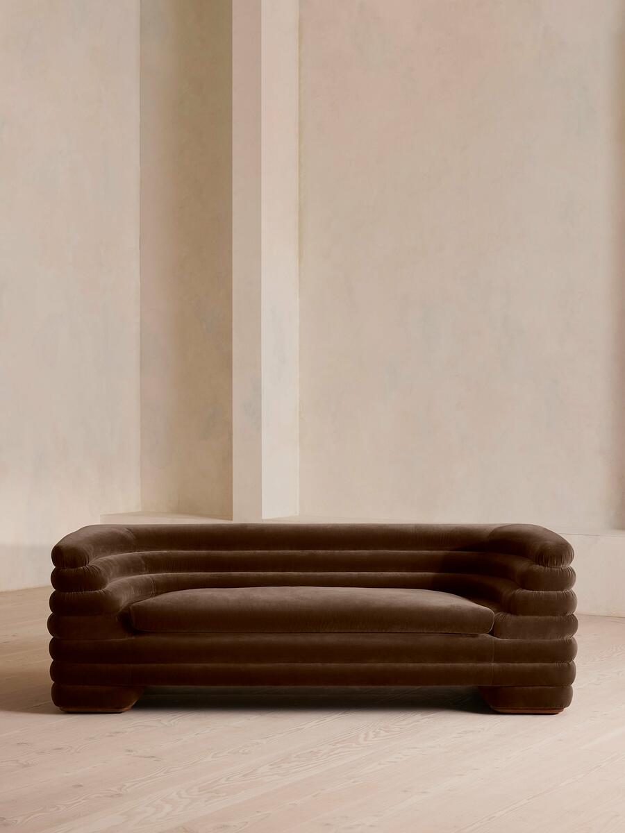 Laura Three Seater Sofa - Velvet - Chocolate - Listing - Image 4