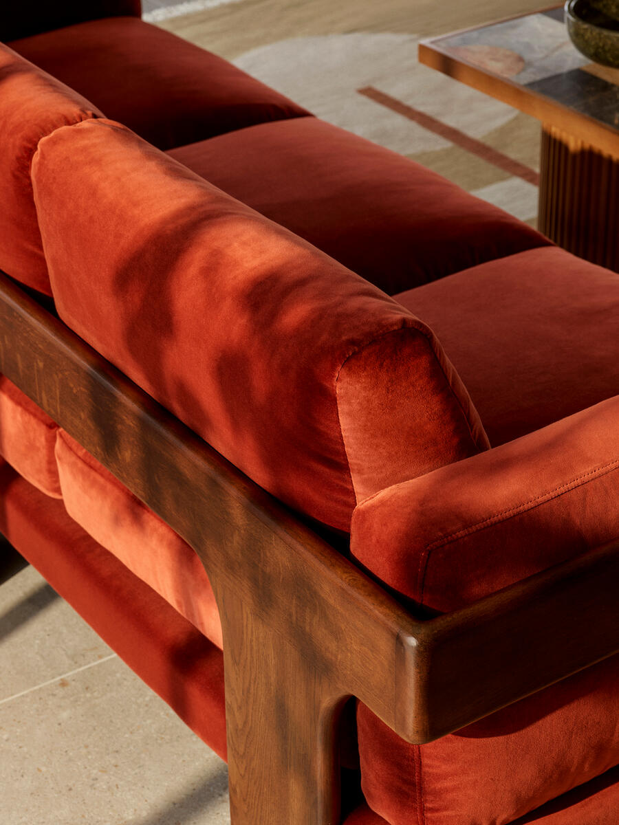 Marcia Three Seater Sofa - Velvet - Rust - Lifestyle - Image 5