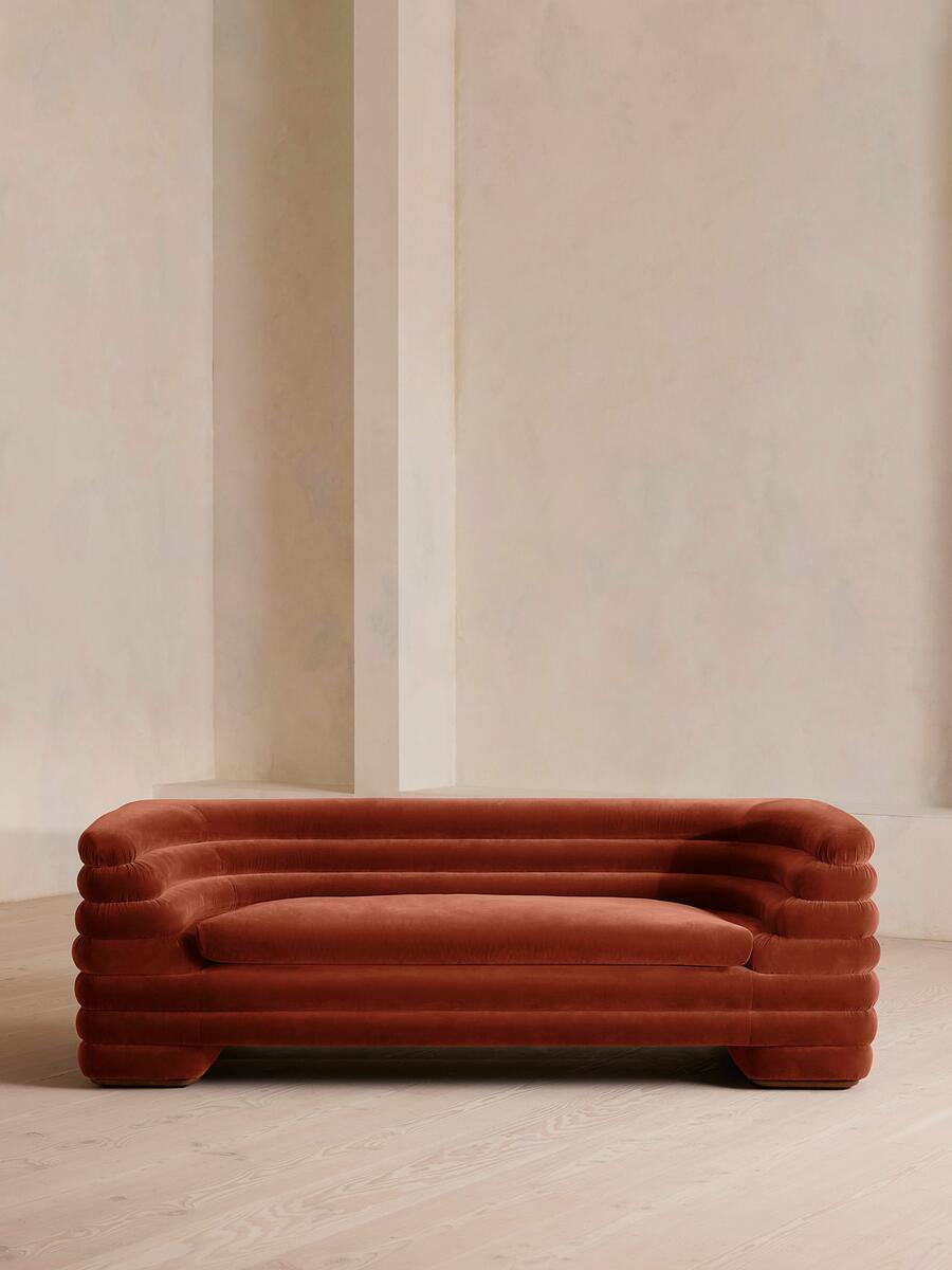 Laura Three Seater Sofa - Velvet - Rust - Listing - Image 2