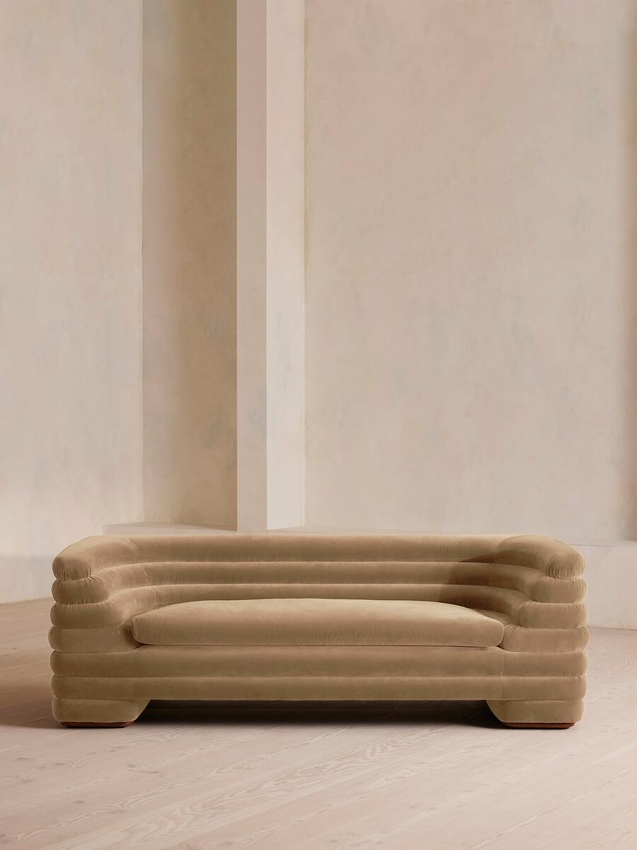 Laura Three Seater Sofa - Velvet - Camel - Listing - Image 2