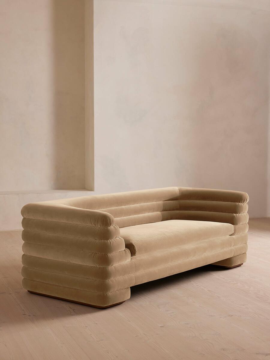 Laura Three Seater Sofa - Velvet - Camel - Listing - Image 1