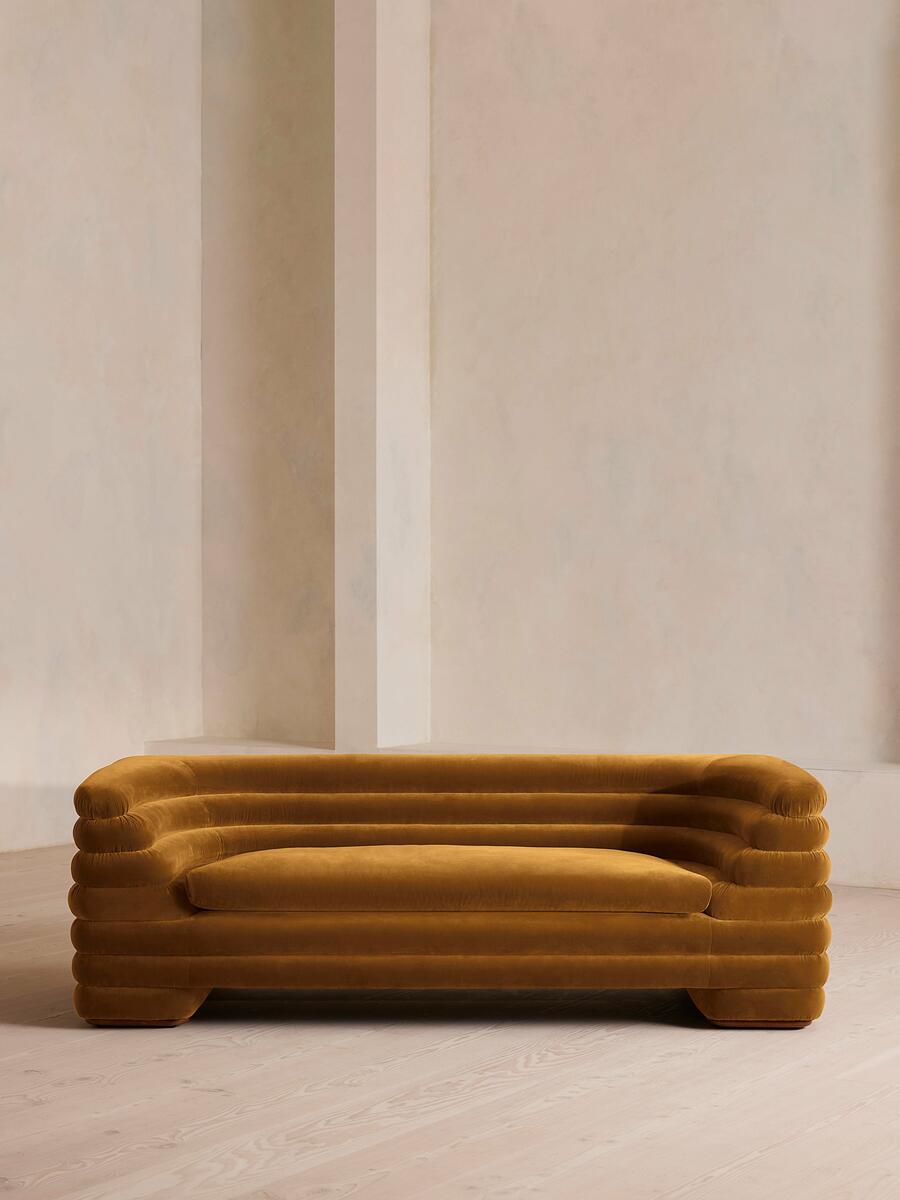 Laura Three Seater Sofa - Velvet - Mustard - Listing - Image 2