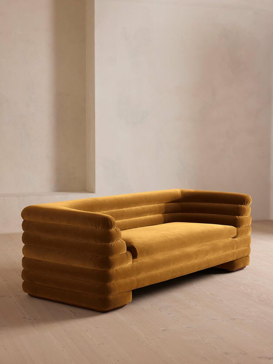 Laura Three Seater Sofa - Velvet - Mustard - Listing - Image 1