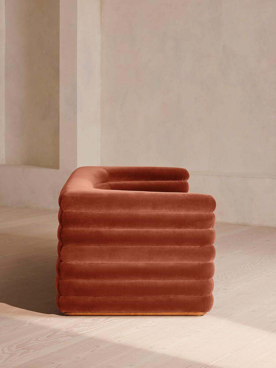 Laura Three Seater Sofa - Velvet - Rust - Images - Image 3