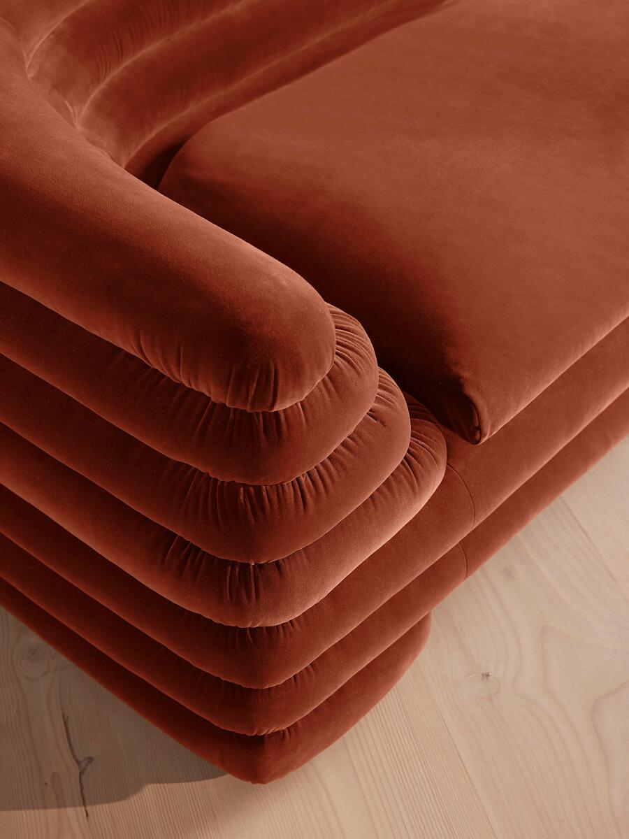Laura Three Seater Sofa - Velvet - Rust - Images - Image 5