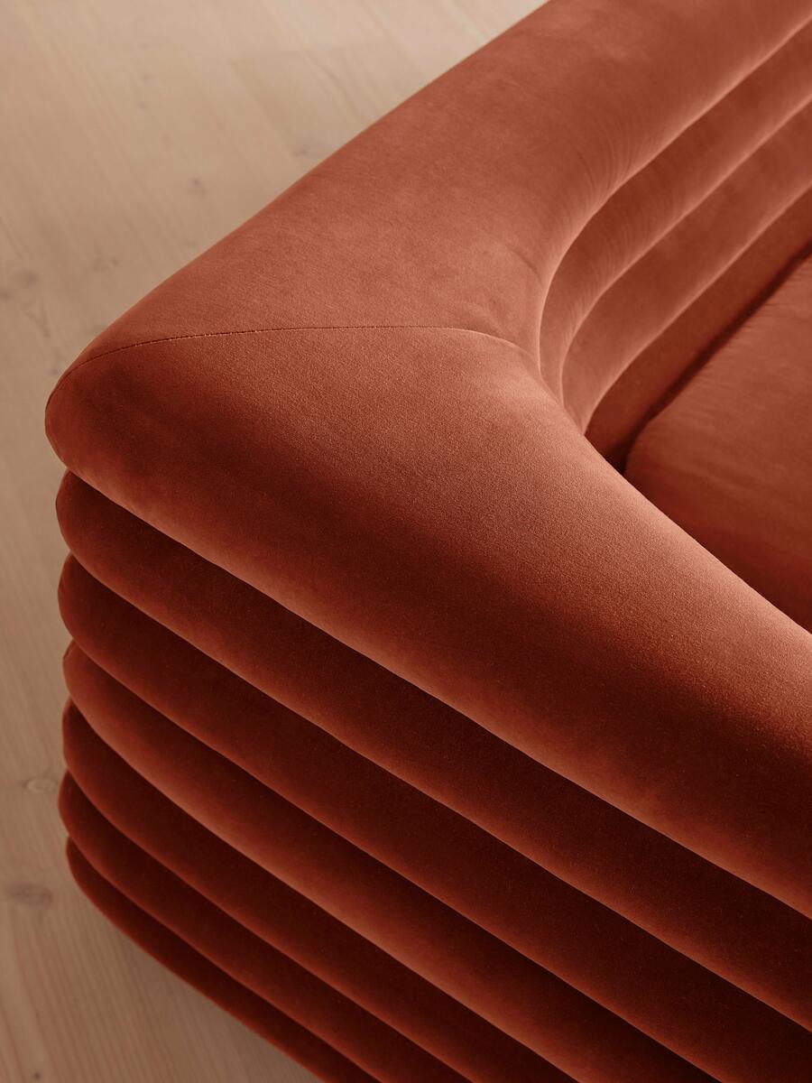Laura Three Seater Sofa - Velvet - Rust - Images - Image 6