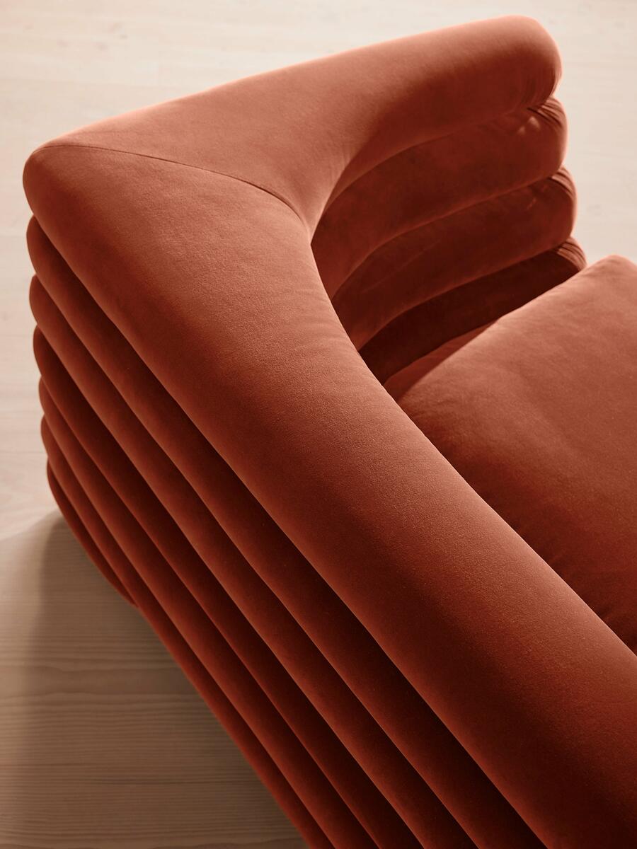 Laura Three Seater Sofa - Velvet - Rust - Images - Image 7