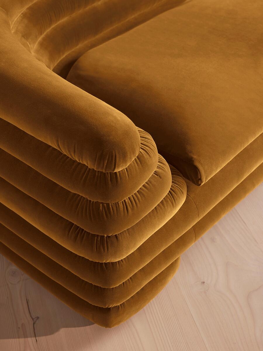 Laura Three Seater Sofa - Velvet - Mustard - Images - Image 5