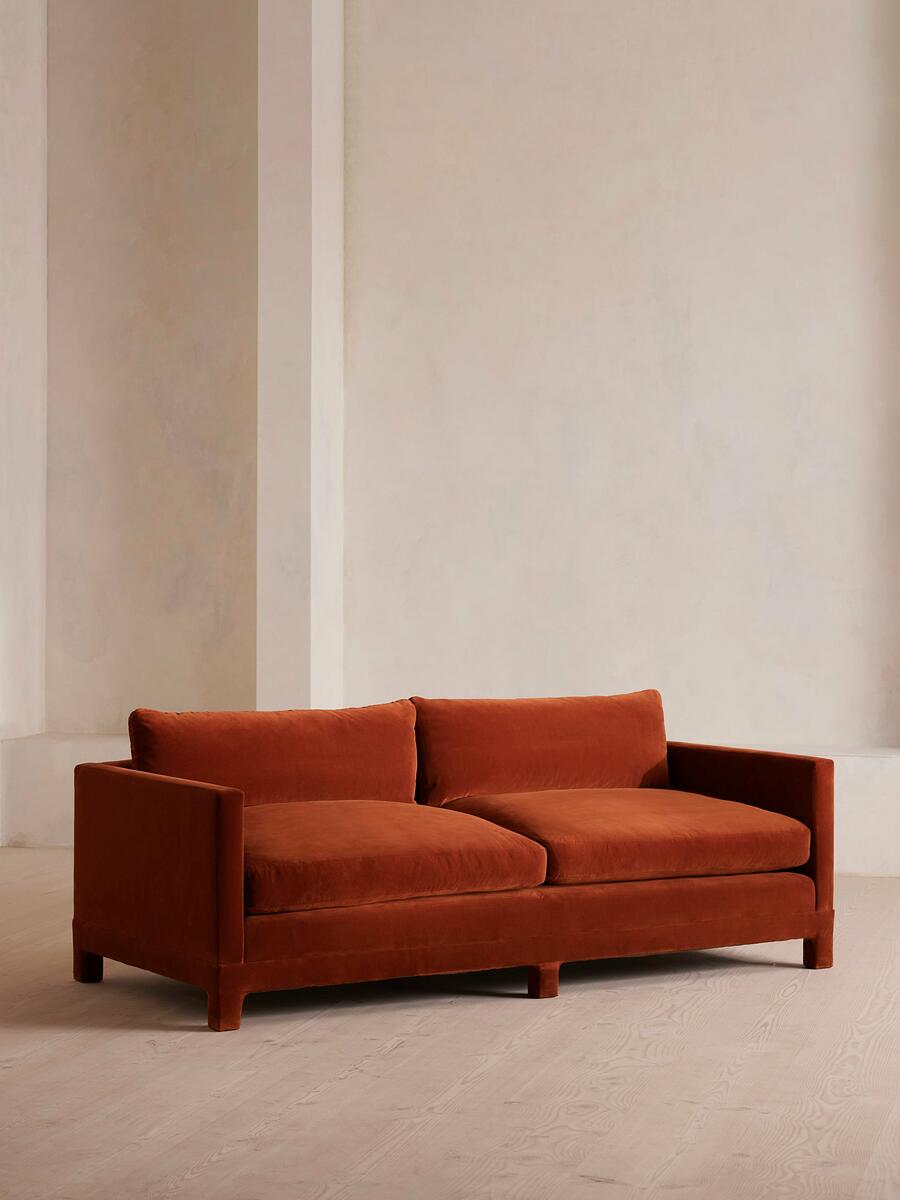 Ashford Three Seater Sofa - Velvet - Rust - Listing - Image 1