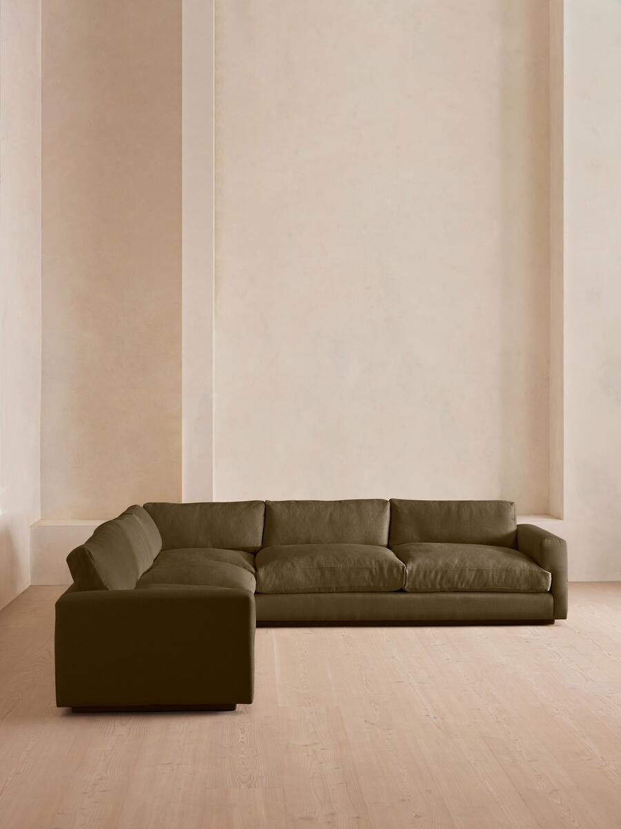 Mossley Corner Sofa - Linen - Olive - Listing - Image 1