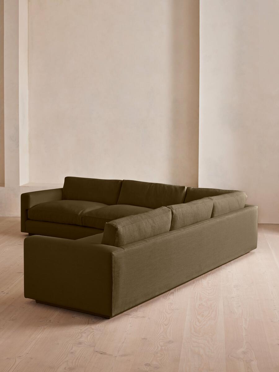 Mossley Corner Sofa - Linen - Olive - Images - Image 3