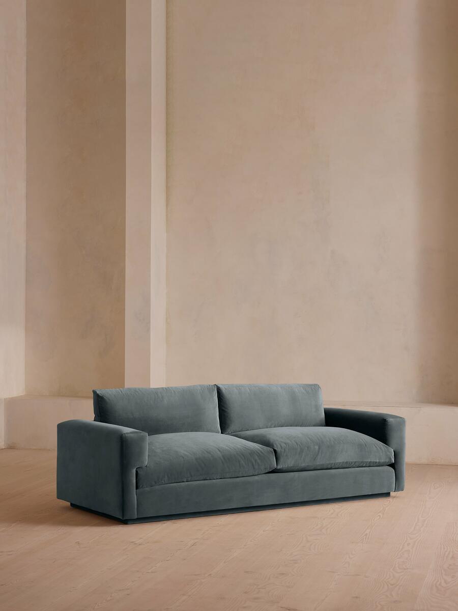 Mossley Three Seater Sofa - Velvet - Grey Blue - Listing - Image 1