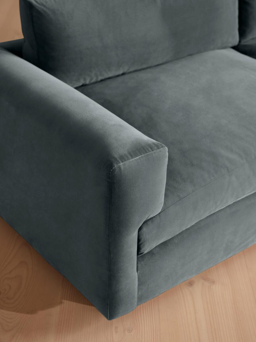Mossley Three Seater Sofa - Velvet - Grey Blue - Images - Image 5