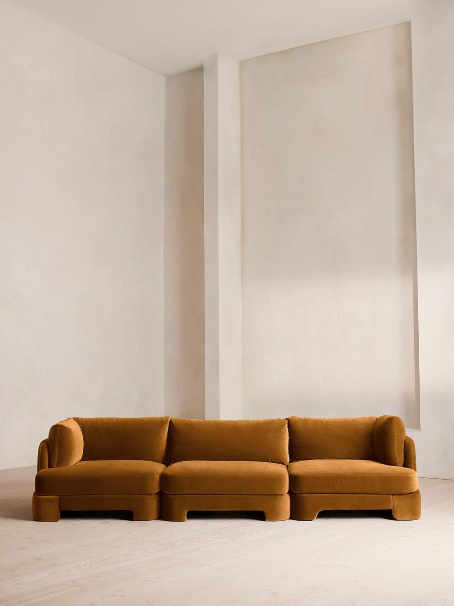 Odell Modular Sofa - Four Seater - Velvet - Mustard - Listing - Image 2
