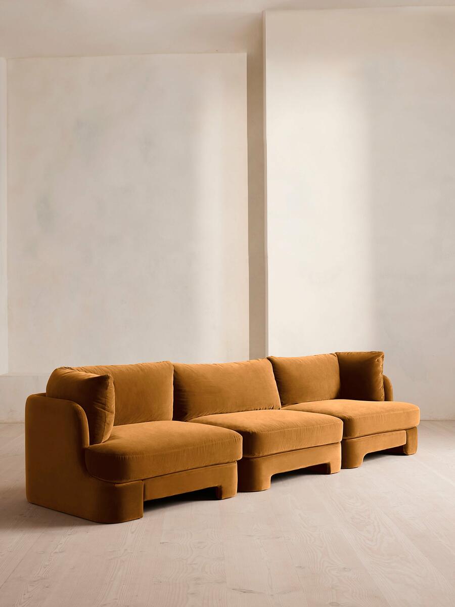 Odell Modular Sofa - Four Seater - Velvet - Mustard - Listing - Image 3