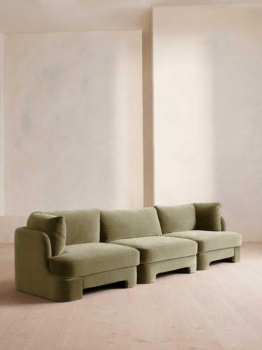 Odell Modular Sofa - Four Seater - Velvet - Lichen - Listing - Image 2