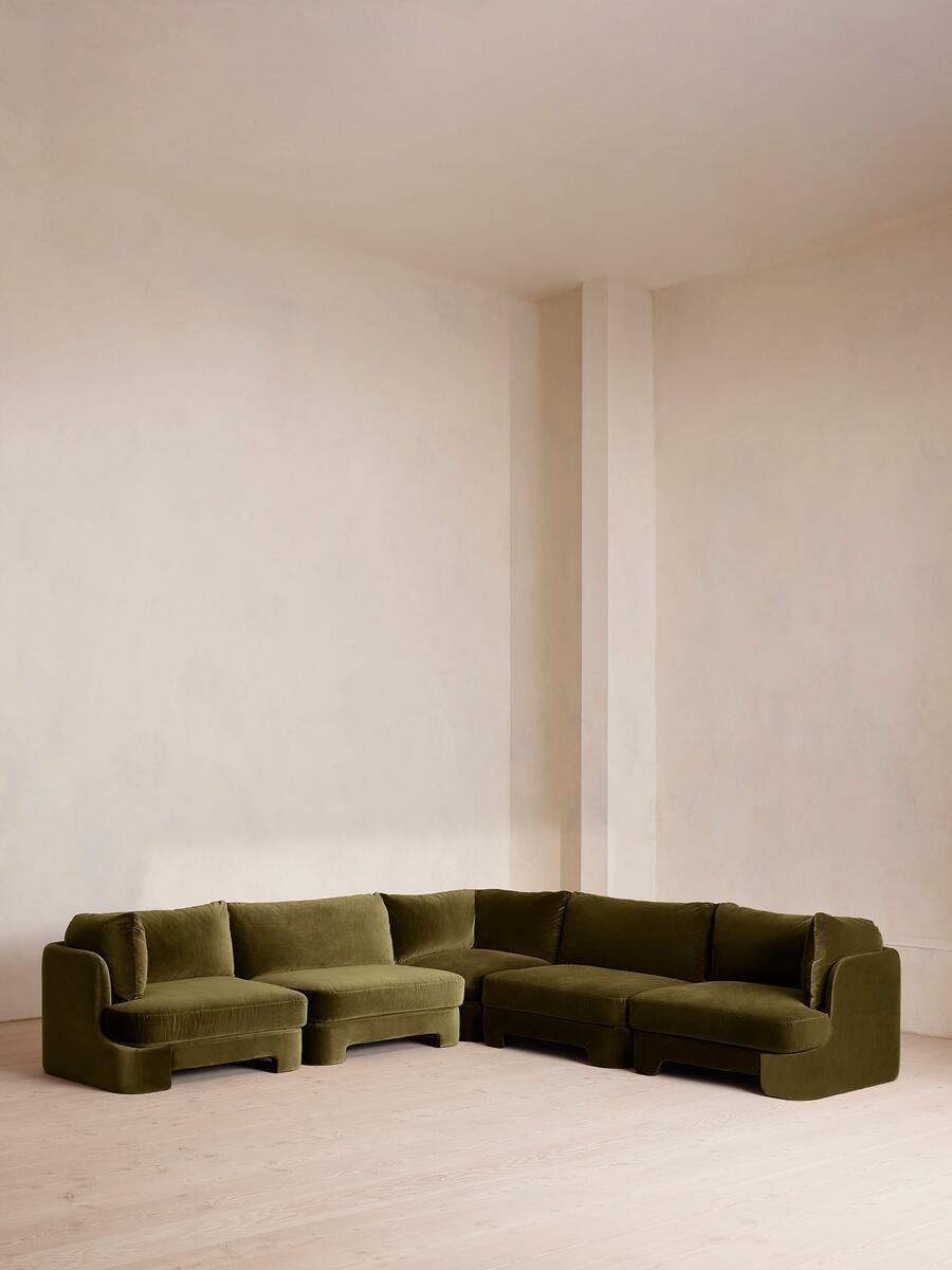 Odell Modular Sofa - Corner Sofa - Velvet - Olive - Listing - Image 1