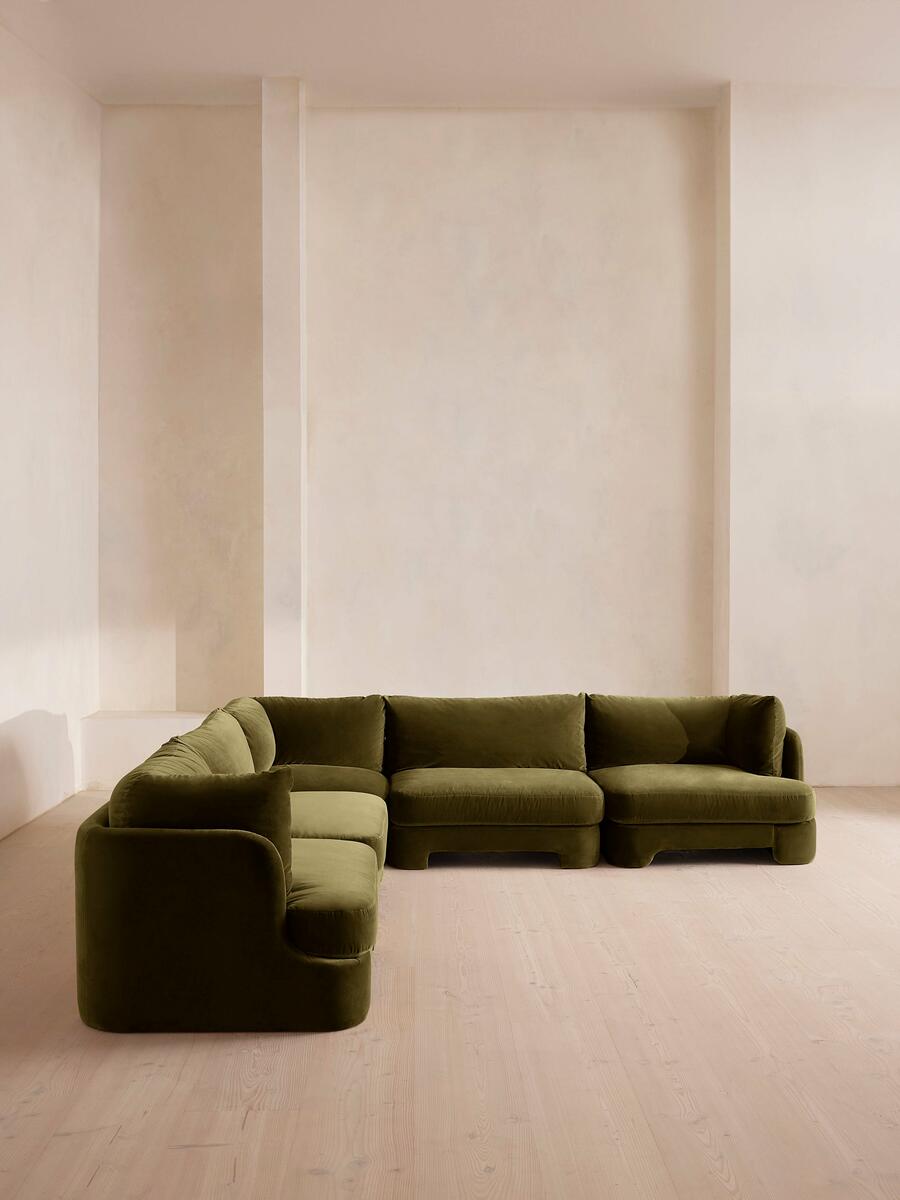 Odell Modular Sofa - Corner Sofa - Velvet - Olive - Listing - Image 2