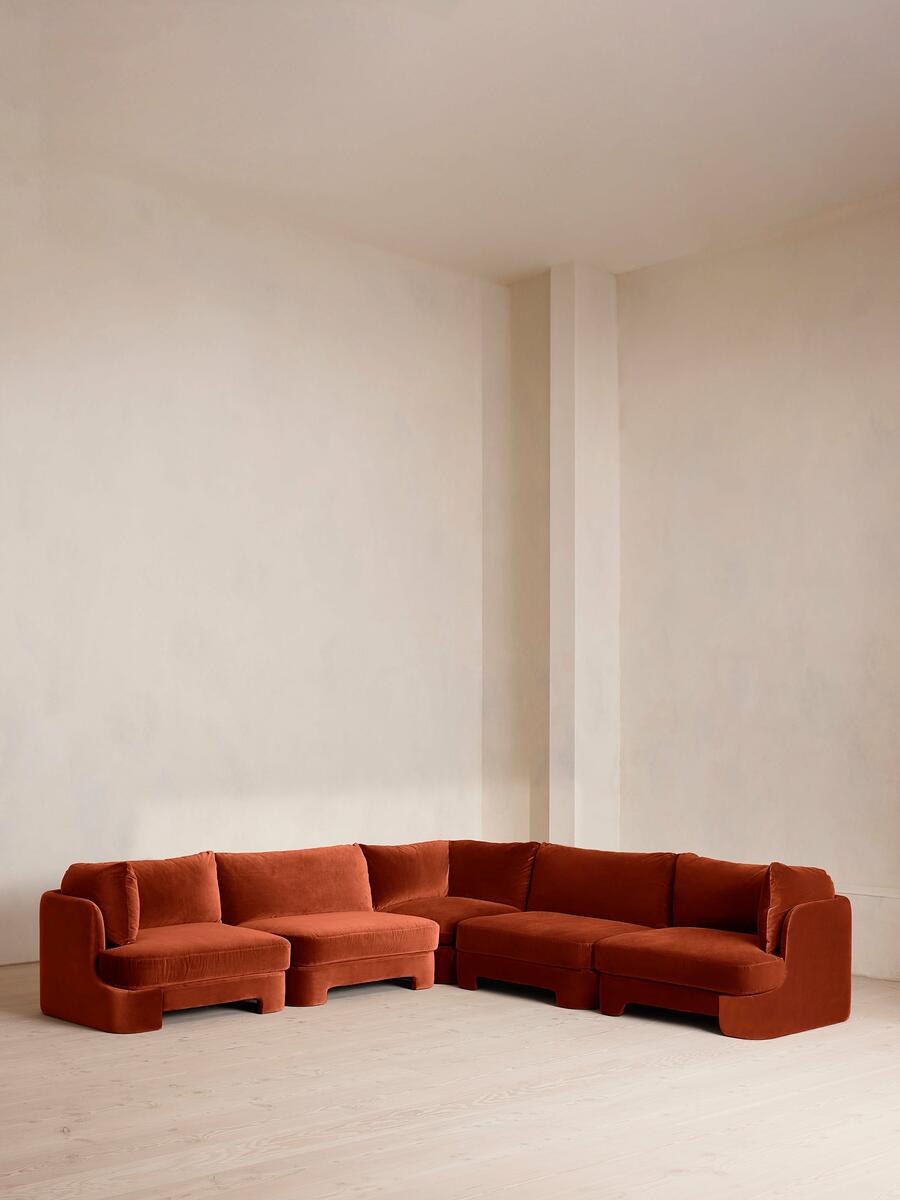 Odell Modular Sofa - Corner Sofa - Velvet - Rust - Listing - Image 1