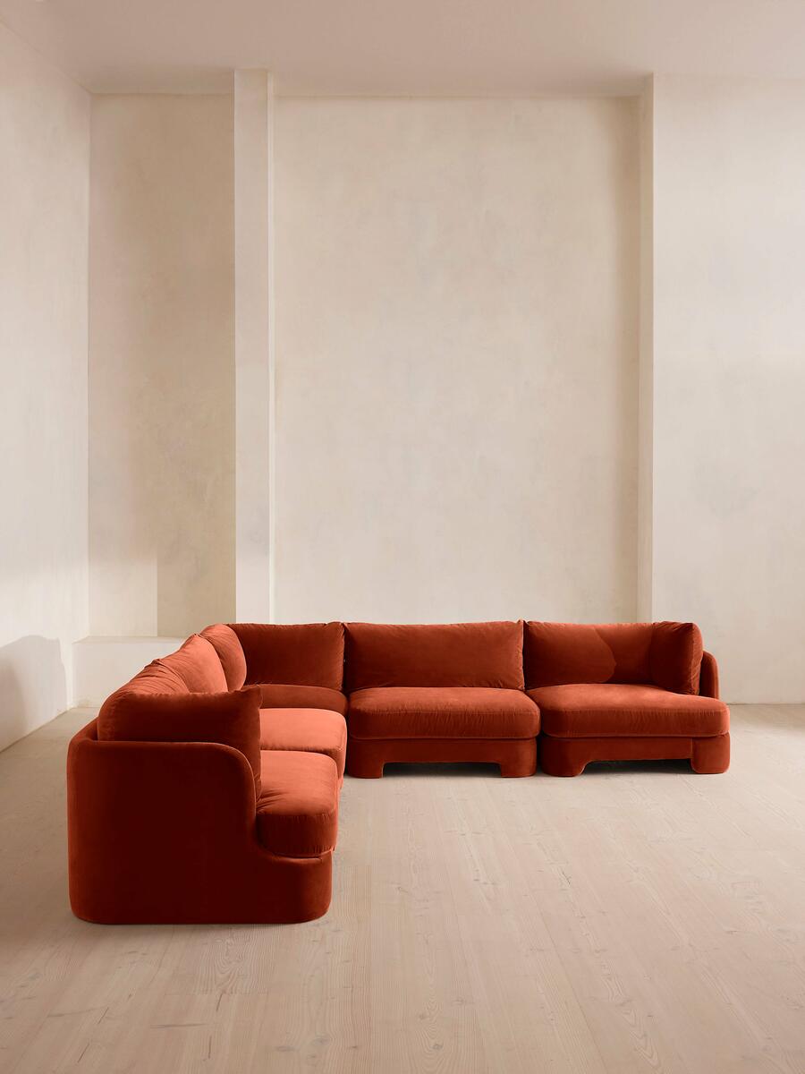 Odell Modular Sofa - Corner Sofa - Velvet - Rust - Listing - Image 2