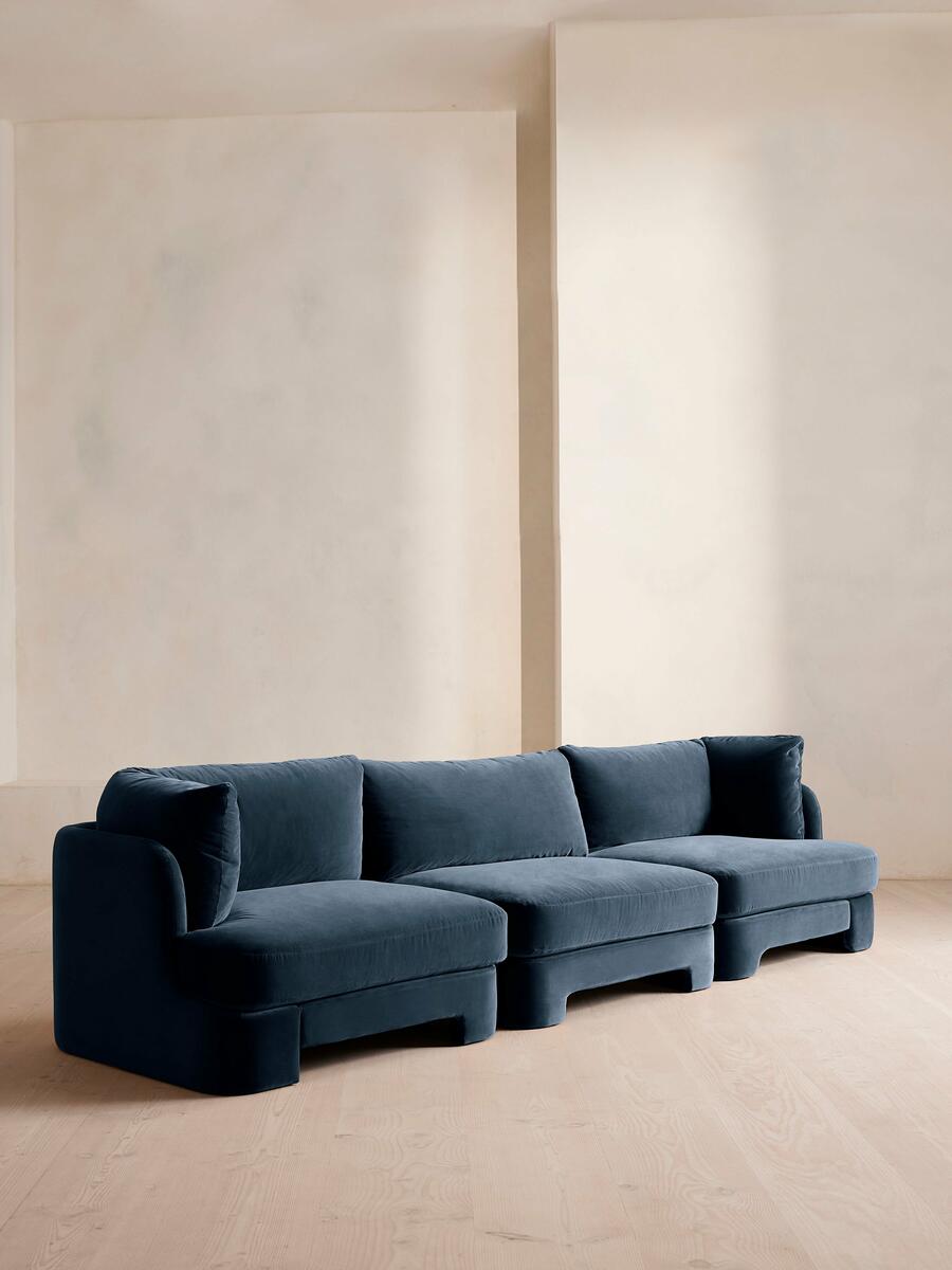 Odell Modular Sofa - Four Seater - Velvet - Royal Blue - Listing - Image 2
