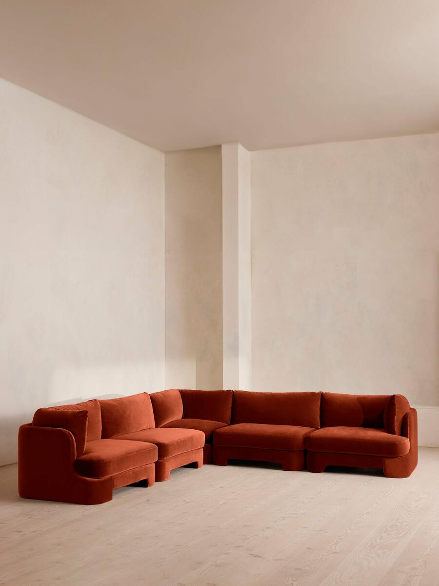 Odell Modular Sofa - Corner Sofa - Velvet - Rust - Images - Image 3