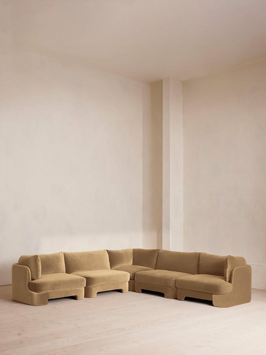Odell Modular Sofa - Corner Sofa - Velvet - Camel - Listing - Image 1