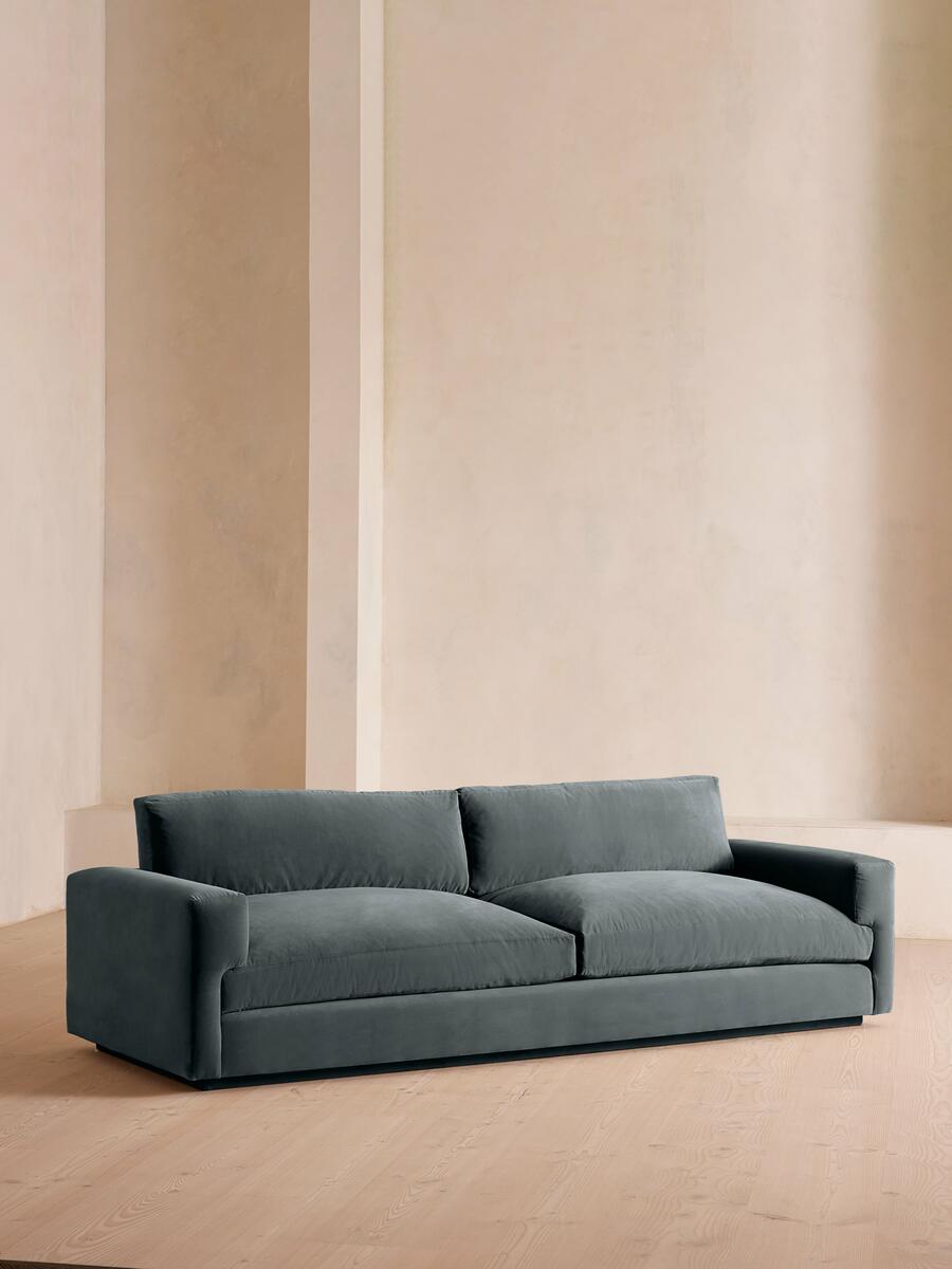 Mossley Four Seater Sofa - Velvet - Grey Blue - Listing - Image 1